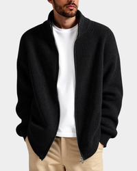 John | Ribbed Knit Zip Jacket with Stand Collar