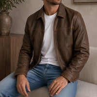 Joshua | Classic Collared Leather Jacket