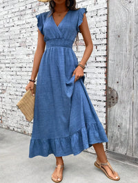 Joyce | Bohemian Smocked Waist Maxi Dress with Ruffle Hem