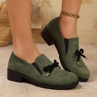 Joyce | Bow Accent Low Block Heel Loafers