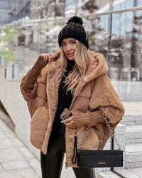 Judith | Oversized Hooded Quilted Puffer Jacket with Faux Fur Trim