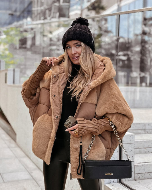 Judith | Oversized Hooded Quilted Puffer Jacket with Faux Fur Trim