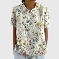 Judy | Floral Print Collared Short Sleeve Blouse