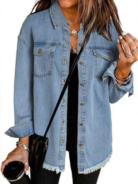 Judy | Oversized Denim Jacket with Frayed Hem