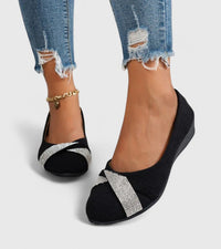 Judy | Rhinestone Crisscross Ballet Flats