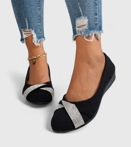 Judy | Rhinestone Crisscross Ballet Flats