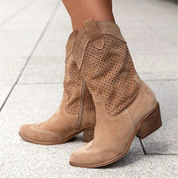 Julie | Western Perforated Suede Cowboy Boots