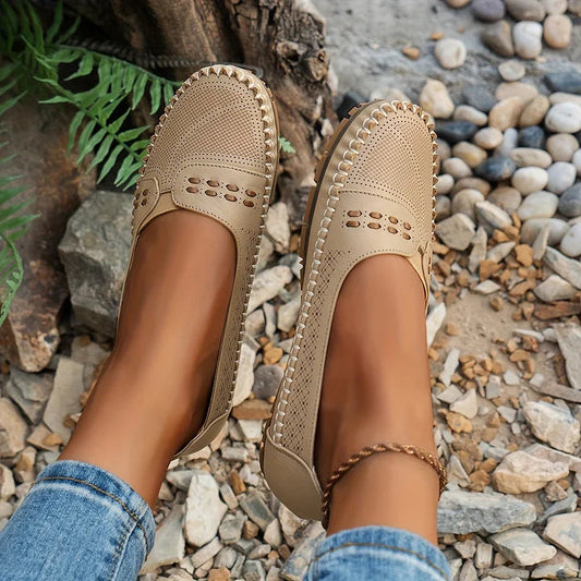 Karen | Perforated Woven Stitch Loafers
