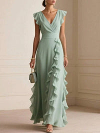 Karen | Ruffle Wrap V-Neck Maxi Dress