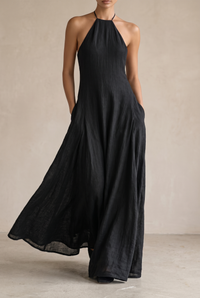 Kathleen | Halter Neck Linen Maxi Dress
