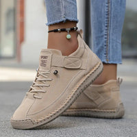 Kathleen | Suede Lace-Up Sneakers with Strap Detail