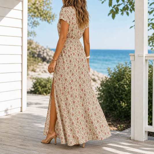 Kelly | Floral Wrap Maxi Dress With Side Slit