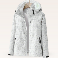 Kelly | Hooded Leaf Print Jacket With Zip Pockets