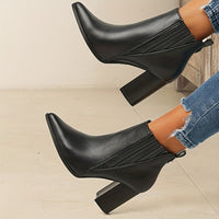 Kelly | Pointed Toe Block Heel Ankle Boots