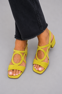 Kim | Cutout Block Heel Suede Sandals