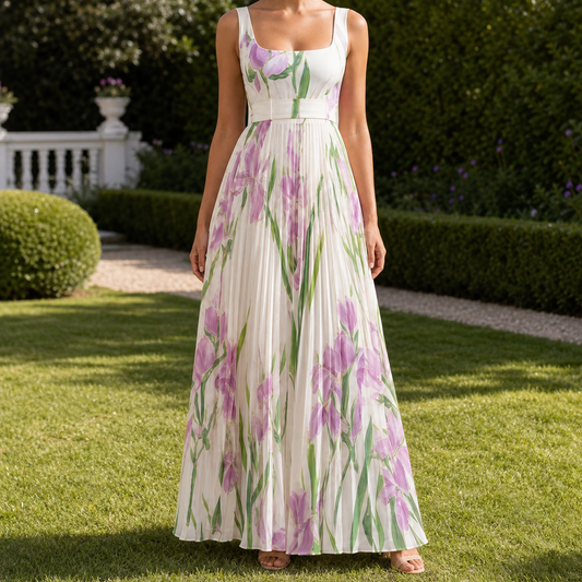 Kim | Floral Pleated Maxi Dress