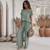 Kim | Relaxed Textured Trim Two-Piece Comfort Set