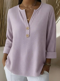 Kim | Waffle Knit Henley Top
