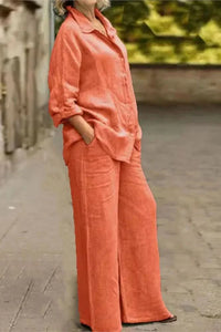 Kimberly | Business Casual Linen Wide Leg Two-Piece Set
