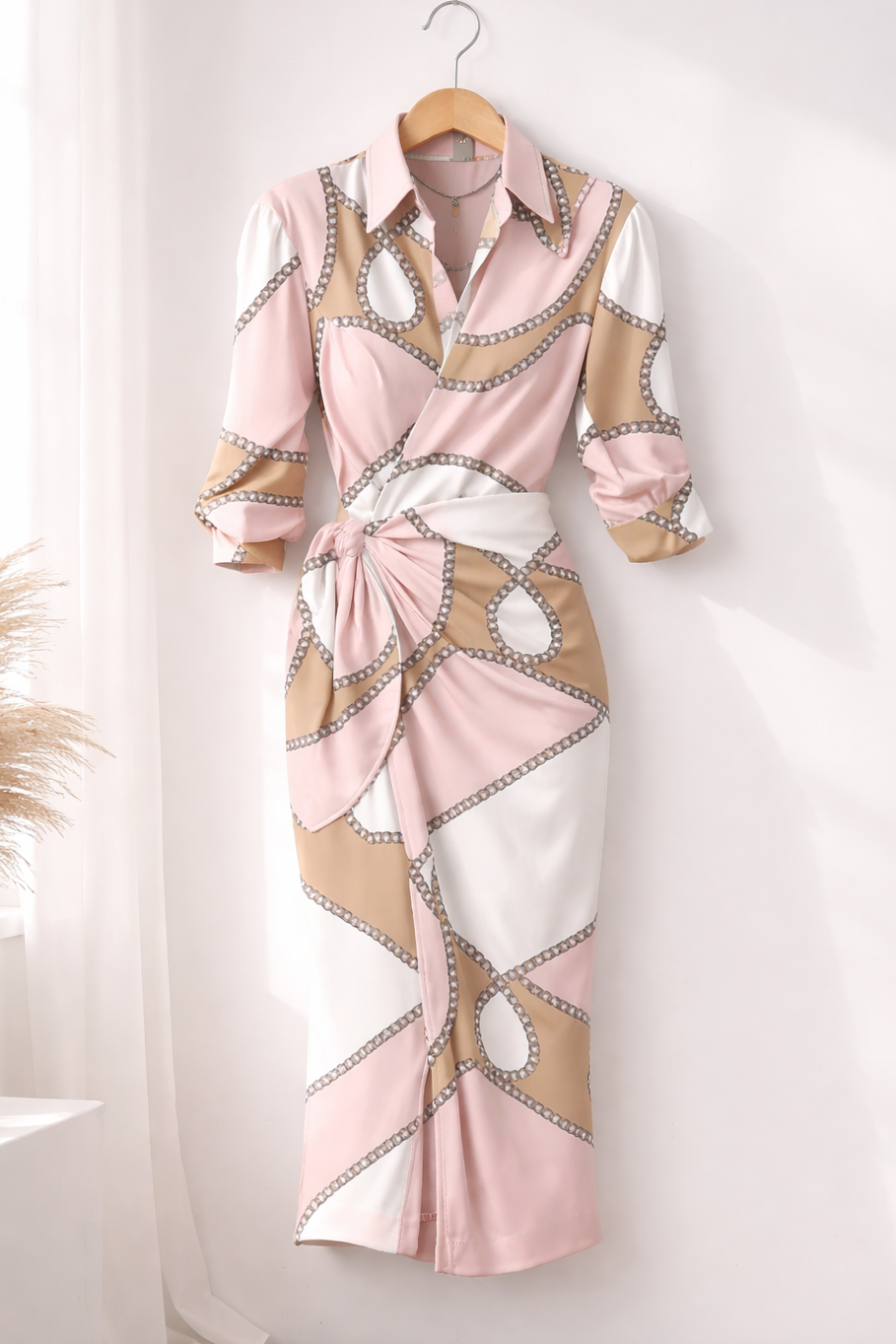 Kimberly | Classic Chain Print Wrap Maxi Dress