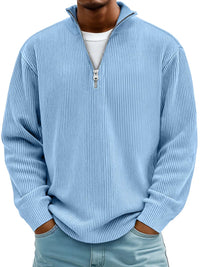 Larry | Ribbed Knit Quarter Zip Sweater