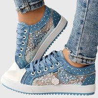 Laura | Floral Lace Denim Sneakers