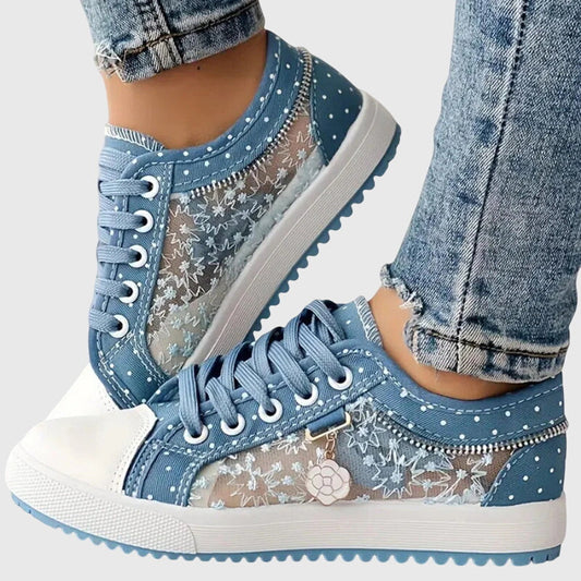 Laura | Floral Lace Denim Sneakers