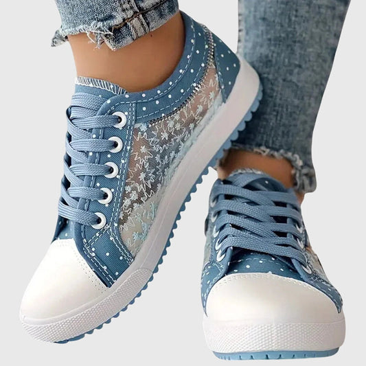 Laura | Floral Lace Denim Sneakers