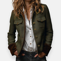 Laura | Herringbone Tweed Jacket with Velvet Cuffs
