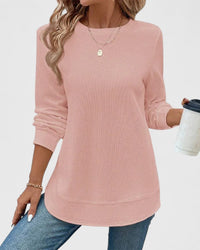 Laura | Relaxed Crew Neck Waffle Knit Tunic Top
