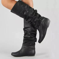 Laura | Slouchy Flat Pointed Toe Knee-High Boots