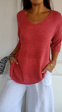 Linda | Relaxed Oversized V-Neck Knit Top