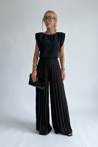 Lisa | Pleated Wide-Leg Evening Jumpsuit