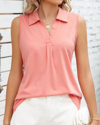 Lisa | Sleeveless Collared V-Neck Blouse