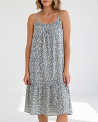 Lisa | Sleeveless Floral Print Tiered Midi Sundress