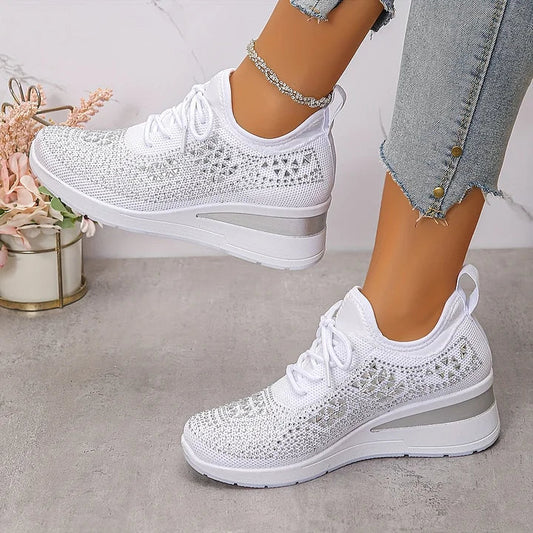 Lisa | Sparkling Rhinestone Wedge Sneakers