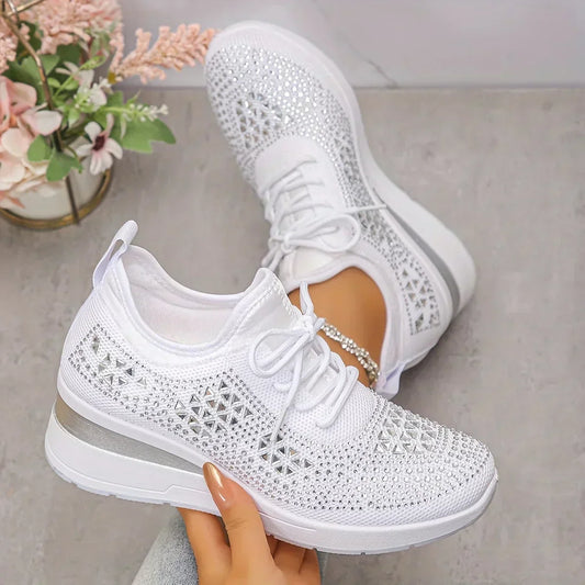 Lisa | Sparkling Rhinestone Wedge Sneakers