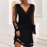 Lisa | V-Neck Mesh Sleeve Cocktail Mini Dress