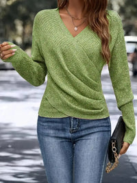 Lisa | Wrap Front V-Neck Knit Sweater