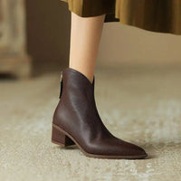 Marie | Pointed Toe Block Heel Ankle Boots