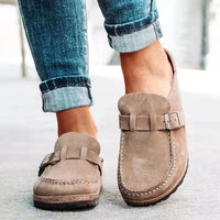 Melissa | Buckle Strap Suede Platform Mules