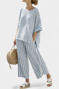 Melissa | Relaxed Striped Linen Top