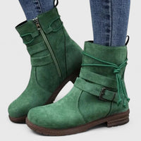 Melissa | Suede Buckle Strap Ankle Boots