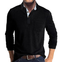 Michael | Long Sleeve Polo Shirt With Contrast Collar And Chest Pocket