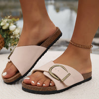 Michelle | Buckle Slides with Cork Footbed