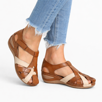 Michelle | Closed-Toe Crossover Wedge Sandals with Buckle Strap