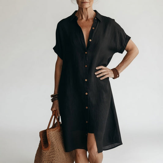 Michelle | Linen Midi Shirt Dress