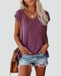 Michelle | V-Neck Cap Sleeve Relaxed Fit Top