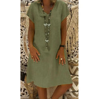 Nancy | Casual V-Neck Cap Sleeve Midi Dress
