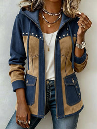 Nancy | Colorblock Hooded Jacket With Studded Detail
